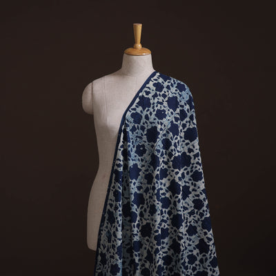 Hand Block Natural Dyed Cotton Bagru Print Indigo Fabric 14
