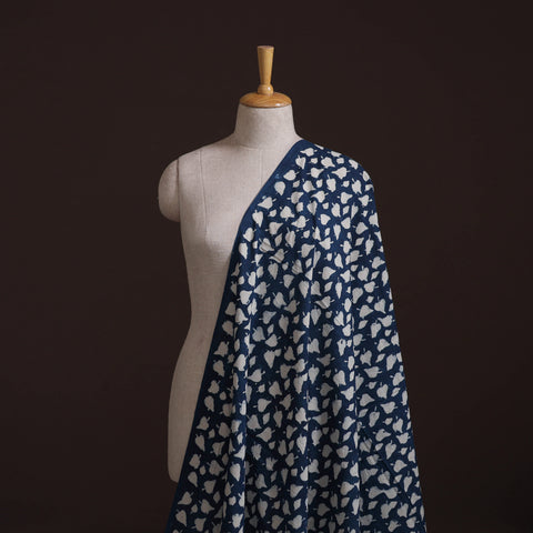 Hand Block Natural Dyed Cotton Bagru Print Indigo Fabric 13