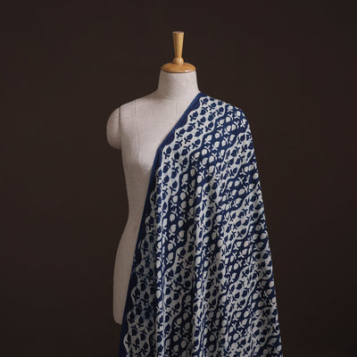 Hand Block Natural Dyed Cotton Bagru Print Indigo Fabric 08