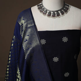 Spun Dupion Viscose Silk Buti 2pc Unstitched Dress Material Kurta Set with Earrings 59