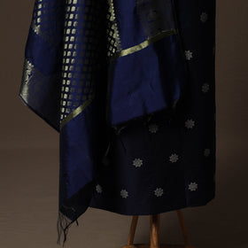 Spun Dupion Viscose Silk Buti 2pc Unstitched Dress Material Kurta Set with Earrings 59