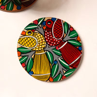 Bengal Patua Handpainted Akashmoni Wooden Coasters (Set of 4) 18