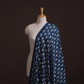 Hand Block Natural Dyed Cotton Bagru Print Indigo Fabric 01