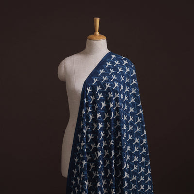 Hand Block Natural Dyed Cotton Bagru Print Indigo Fabric 01