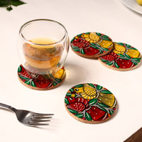 Bengal Patua Handpainted Akashmoni Wooden Coasters (Set of 4) 19