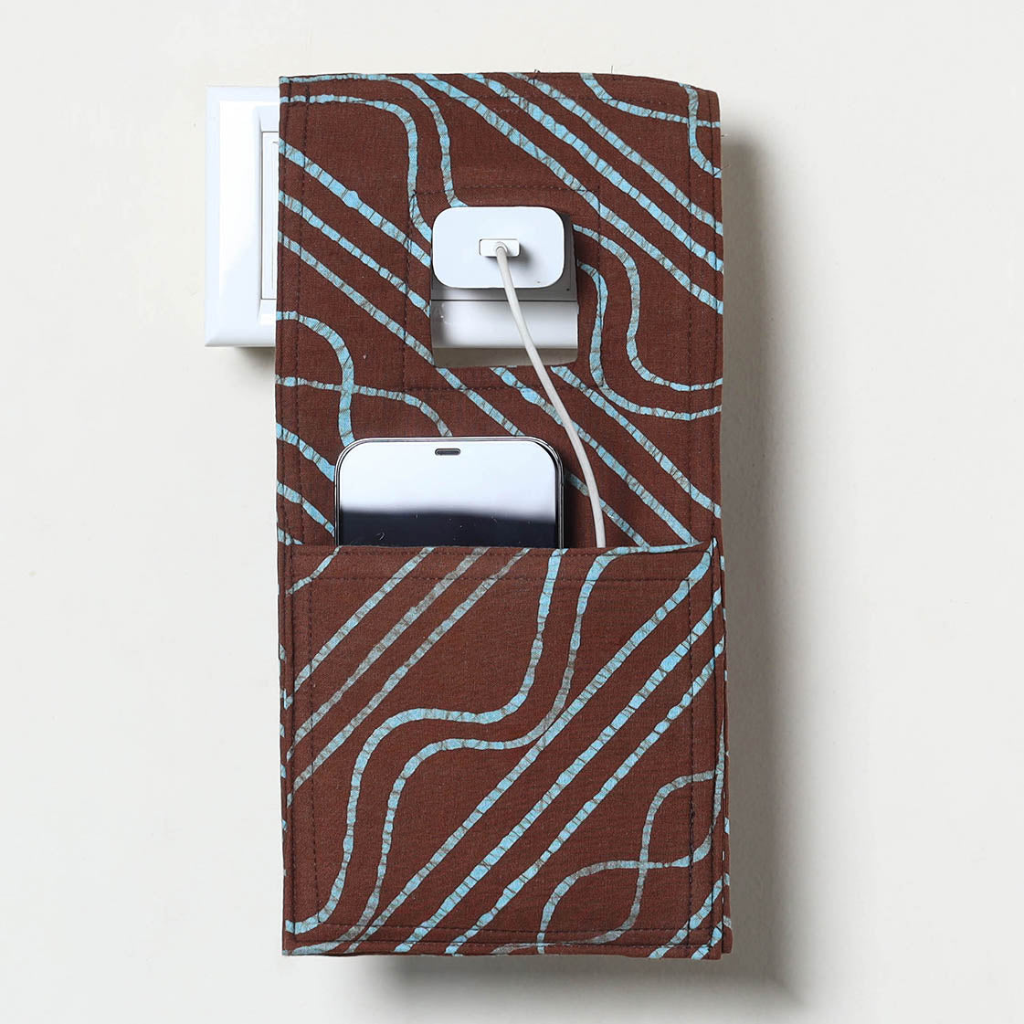 Brown Handmade Cotton Mobile Charging Holder