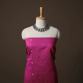 Plain Slub Silk 2pc Unstitched Dress Material Kurta Set with Earrings 58