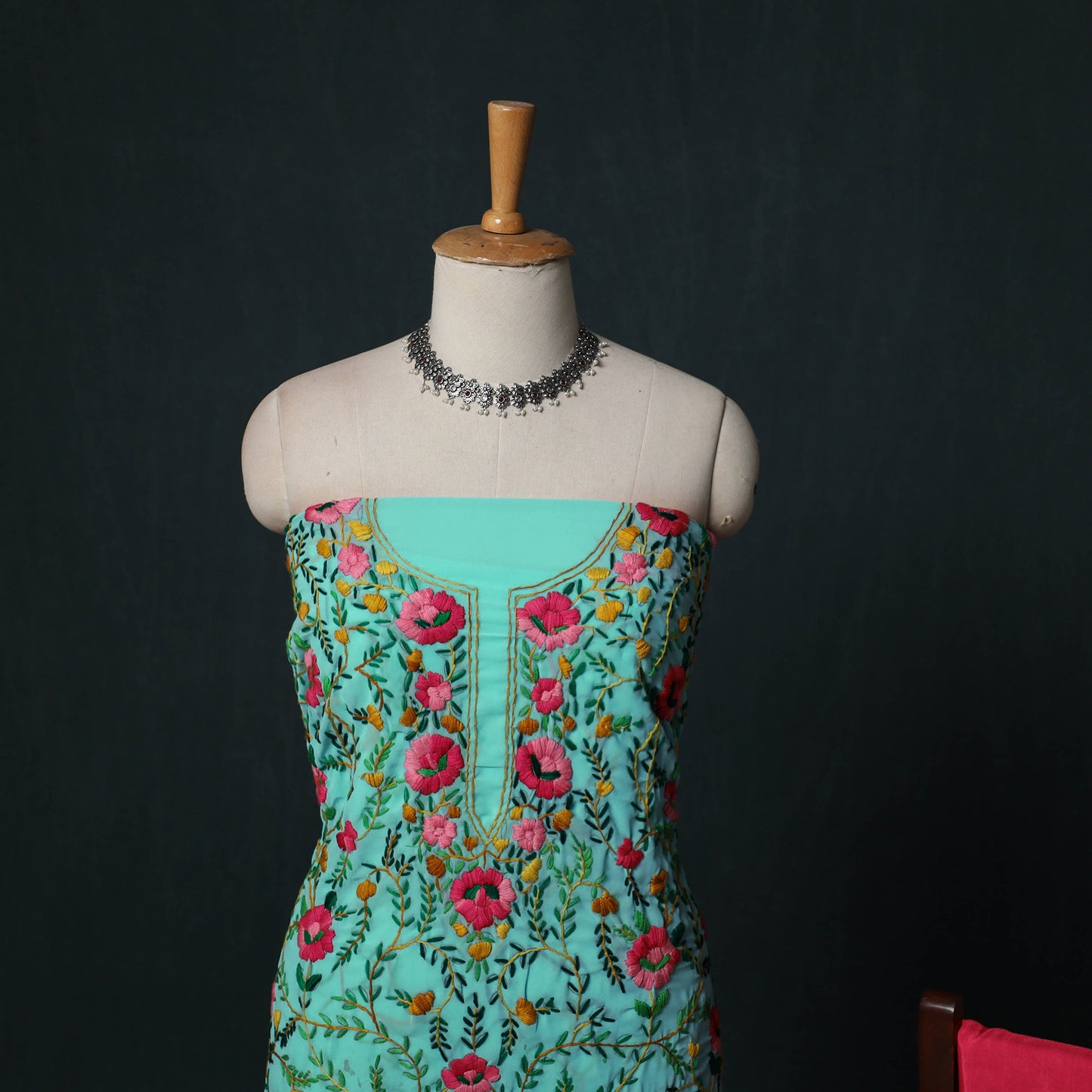 Hand Embroidered Georgette 3pc Unstitched Dress Material Suit Set 01
