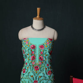 Hand Embroidered Georgette 3pc Unstitched Dress Material Suit Set 01