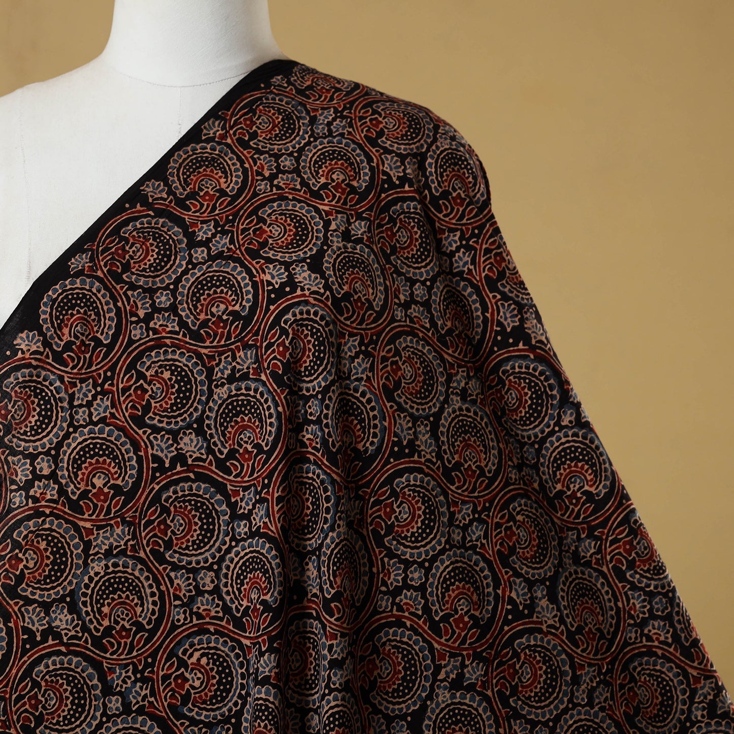 Black - natural dyed hand cotton fabric 04 - handcrafted