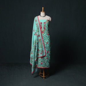 Hand Embroidered Georgette 3pc Unstitched Dress Material Suit Set 01