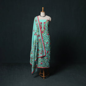 Hand Embroidered Georgette 3pc Unstitched Dress Material Suit Set 01