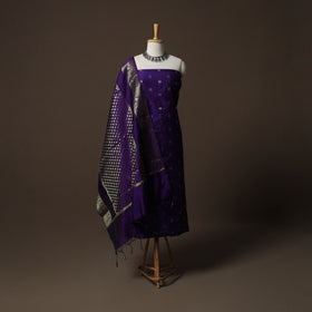 Spun Dupion Viscose Silk Buti 2pc Unstitched Dress Material Kurta Set with Earrings 57