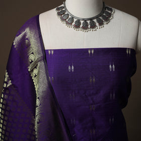 Spun Dupion Viscose Silk Buti 2pc Unstitched Dress Material Kurta Set with Earrings 57