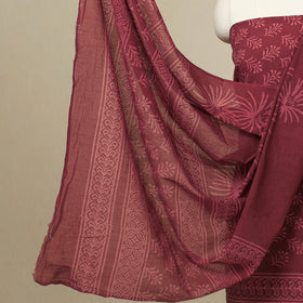  3pc Cotton Maroon Jaipur Print Dress Material