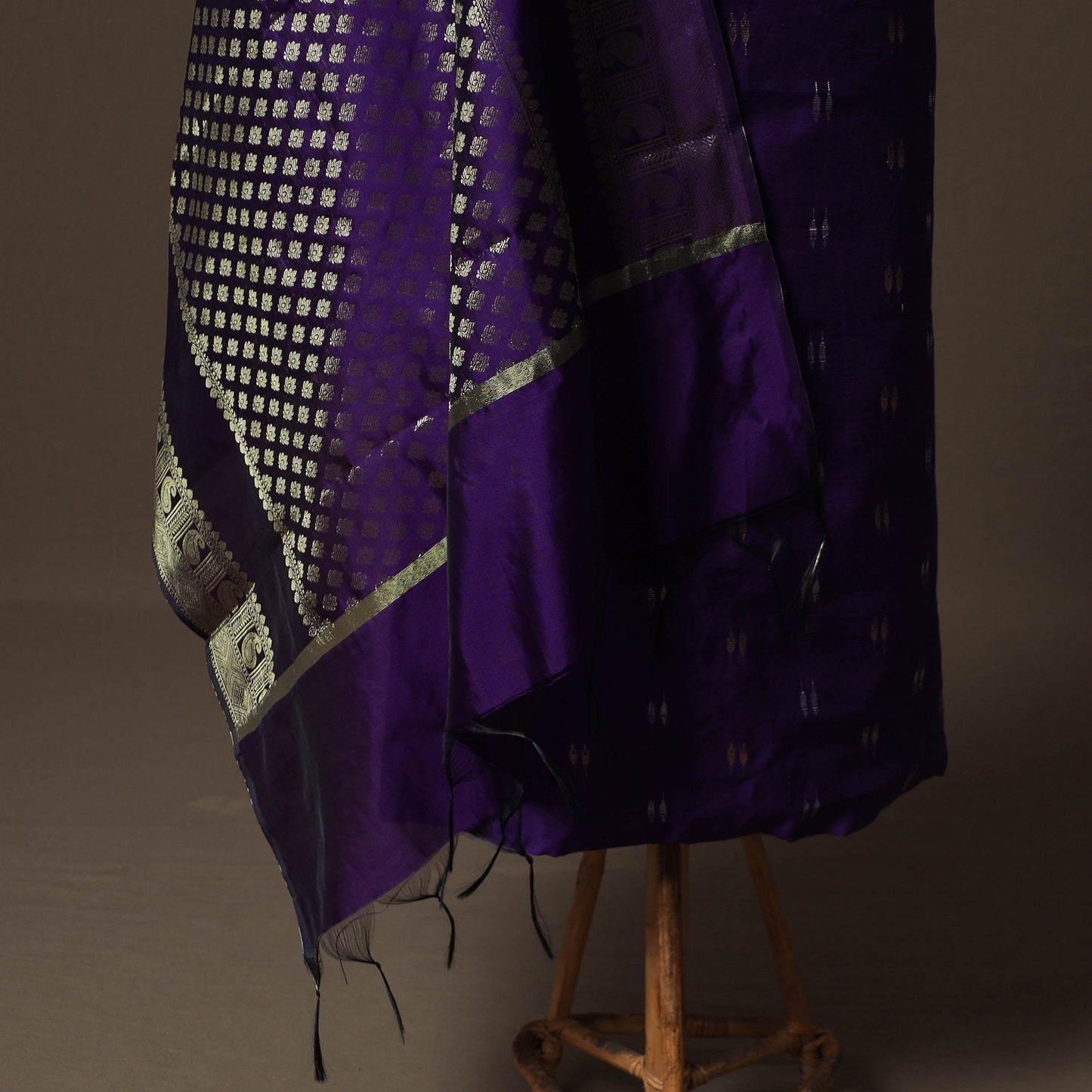 Spun Dupion Viscose Silk Buti 2pc Unstitched Dress Material Kurta Set with Earrings 57