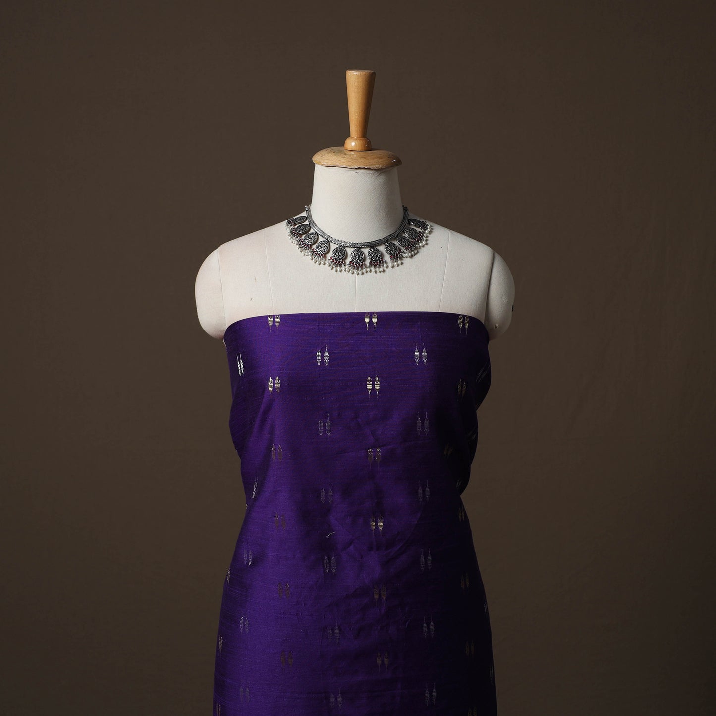Spun Dupion Viscose Silk Buti 2pc Unstitched Dress Material Kurta Set with Earrings 57