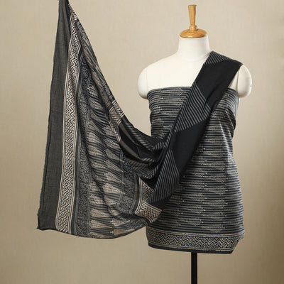 Buy 3pc Cotton Black Jaipur Print Dress Material