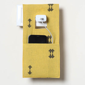 Yellow Handmade Cotton Mobile Charging Holder