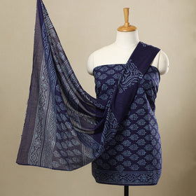 Buy 3pc Cotton Blue Jaipur Print Dress Material