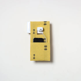 Yellow Handmade Cotton Mobile Charging Holder