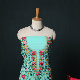Hand Embroidered Georgette 3pc Unstitched Dress Material Suit Set 02