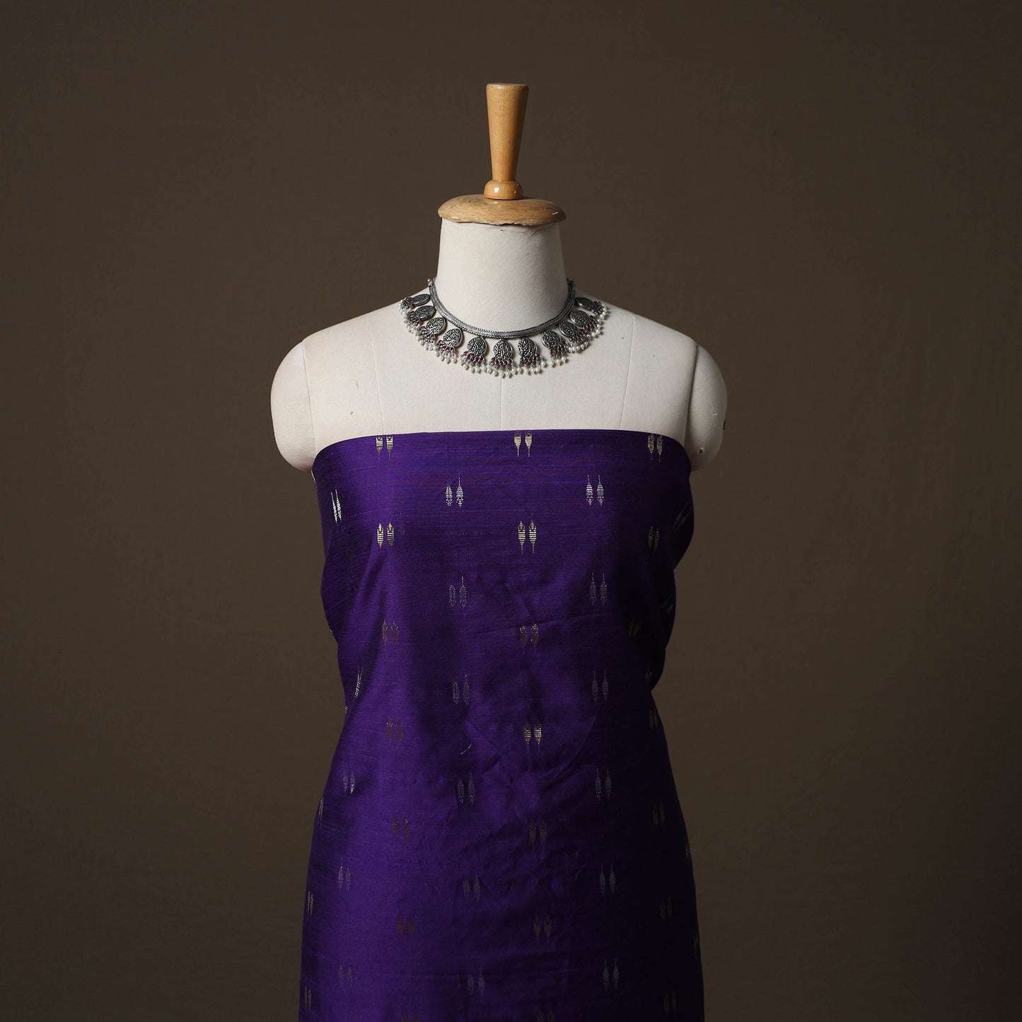 Spun Dupion Viscose Silk Buti 2pc Unstitched Dress Material Kurta Set with Earrings 56