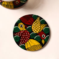 Bengal Patua Handpainted Akashmoni Wooden Coasters (Set of 4) 28