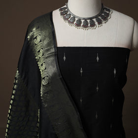 Spun Dupion Viscose Silk Buti 2pc Unstitched Dress Material Kurta Set with Earrings 55