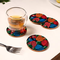 Bengal Patua Handpainted Akashmoni Wooden Coasters (Set of 4) 29