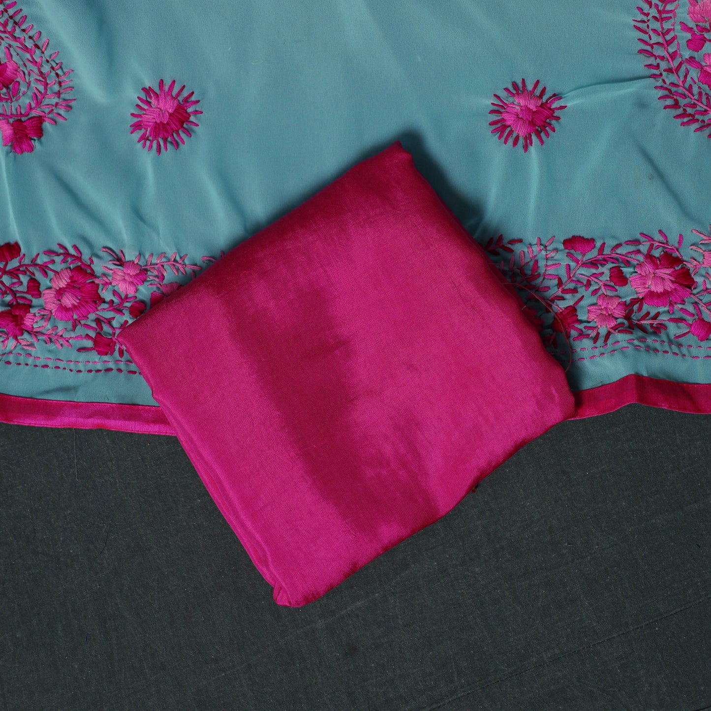 Hand Embroidered Georgette 3pc Unstitched Dress Material Suit Set 03