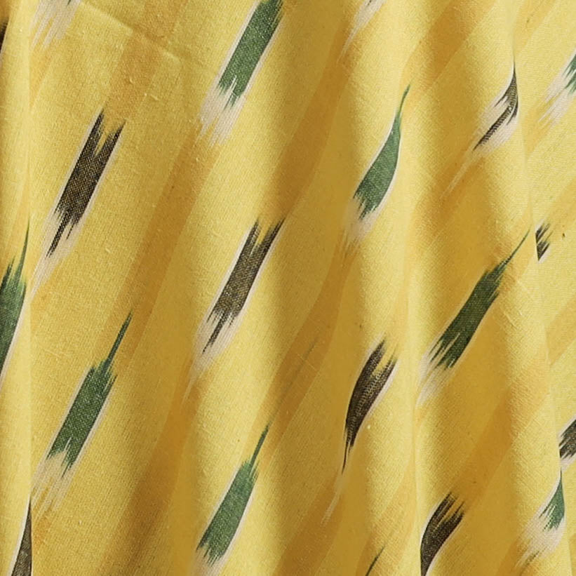 Yellow - Pochampally Ikat Weave Pure Cotton Fabric 01