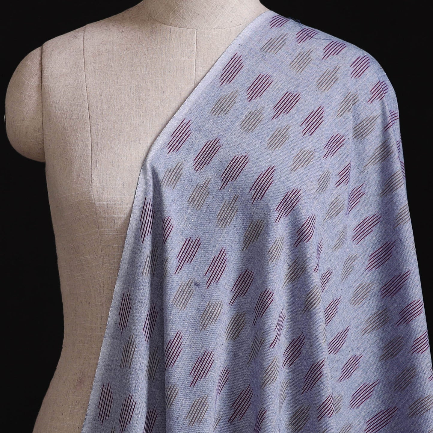 Blue - Pochampally Ikat Weave Pure Cotton Fabric 02