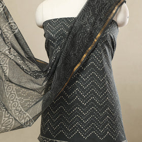 Buy 3pc Cotton Grey Jaipur Print Dress Material