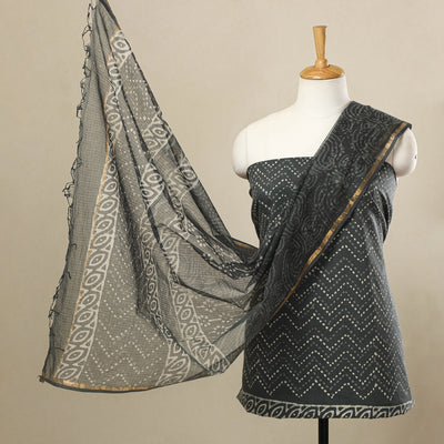 Buy 3pc Cotton Grey Jaipur Print Dress Material