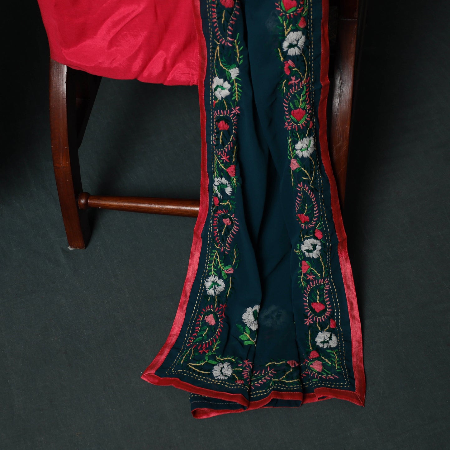 Hand Embroidered Georgette 3pc Unstitched Dress Material Suit Set 04