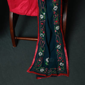 Hand Embroidered Georgette 3pc Unstitched Dress Material Suit Set 04