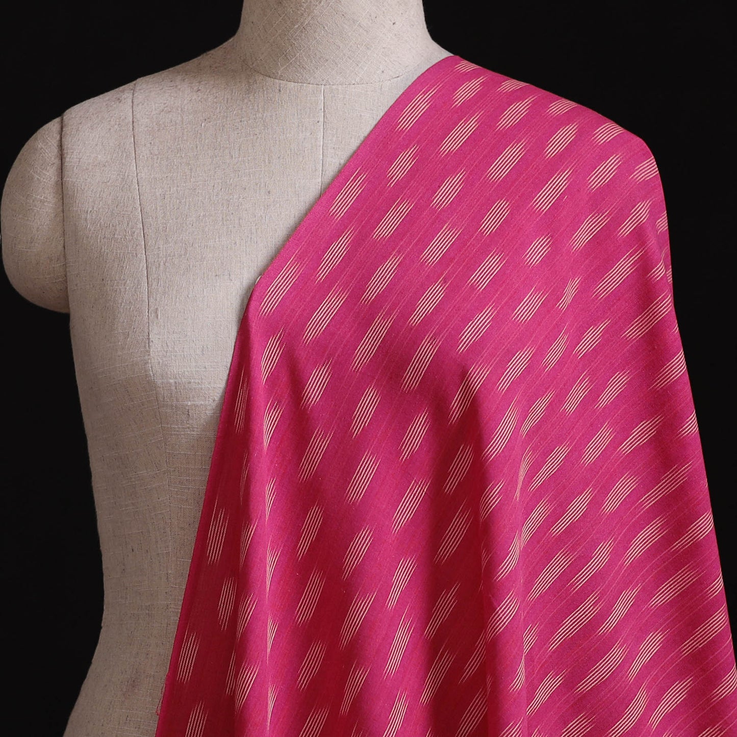 Pink - Pochampally Ikat Weave Pure Cotton Fabric 03
