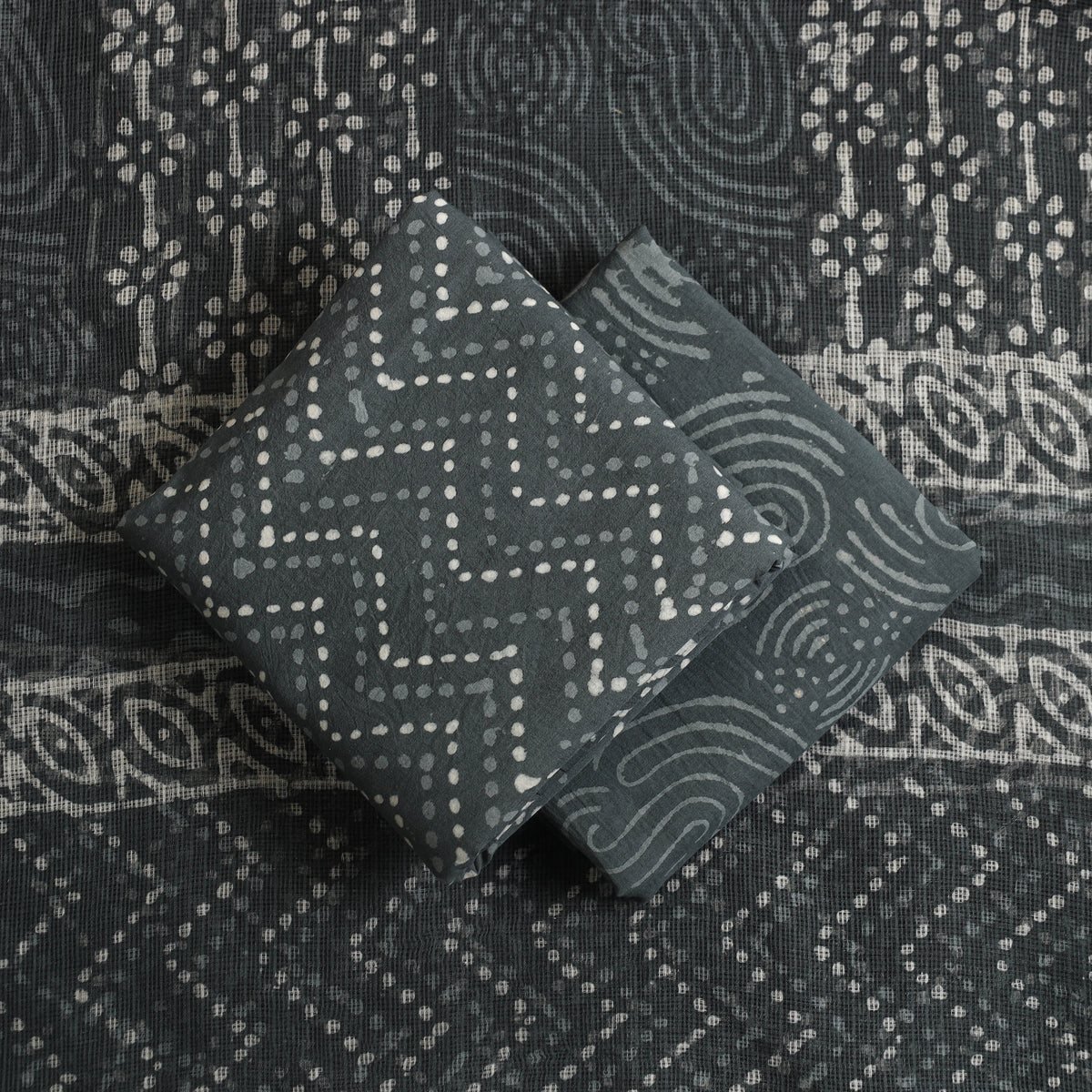 Buy 3pc Cotton Grey Jaipur Print Dress Material