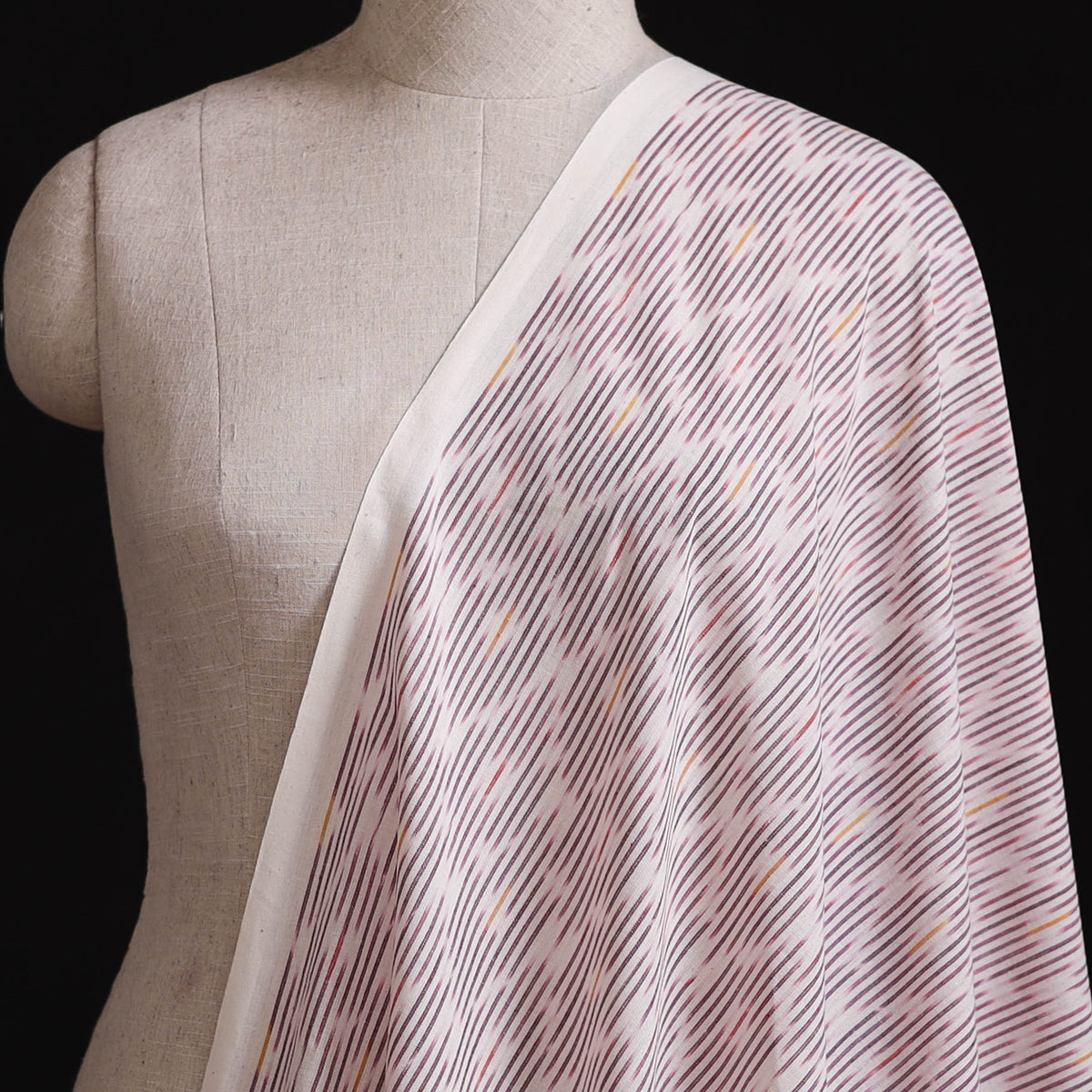 Pink - Pochampally Ikat Weave Pure Cotton Fabric 04