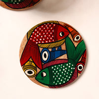 Bengal Patua Handpainted Akashmoni Wooden Coasters (Set of 4) 37