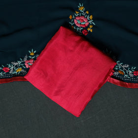 Hand Embroidered Georgette 3pc Unstitched Dress Material Suit Set 05