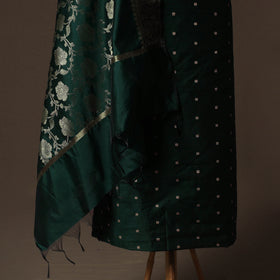 Spun Dupion Viscose Silk Buti 2pc Unstitched Dress Material Kurta Set with Earrings 52