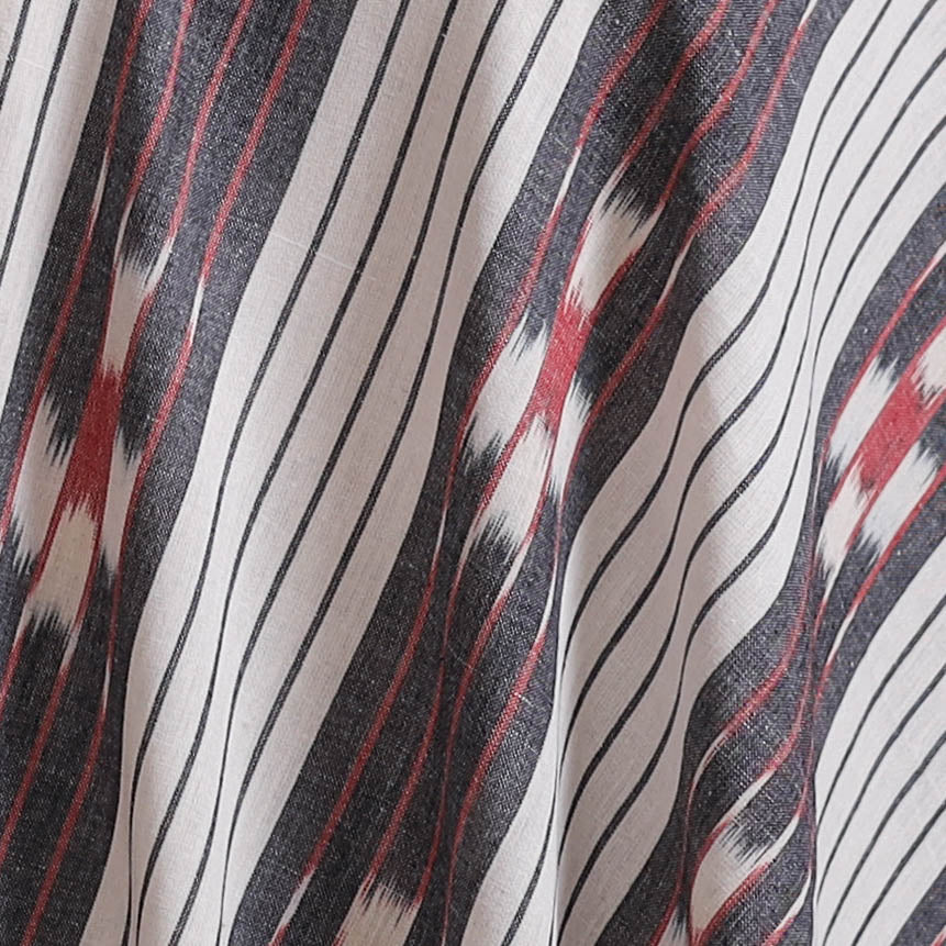 White - Pochampally Ikat Weave Pure Cotton Fabric 05