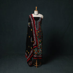 Hand Embroidered Georgette 3pc Unstitched Dress Material Suit Set 06