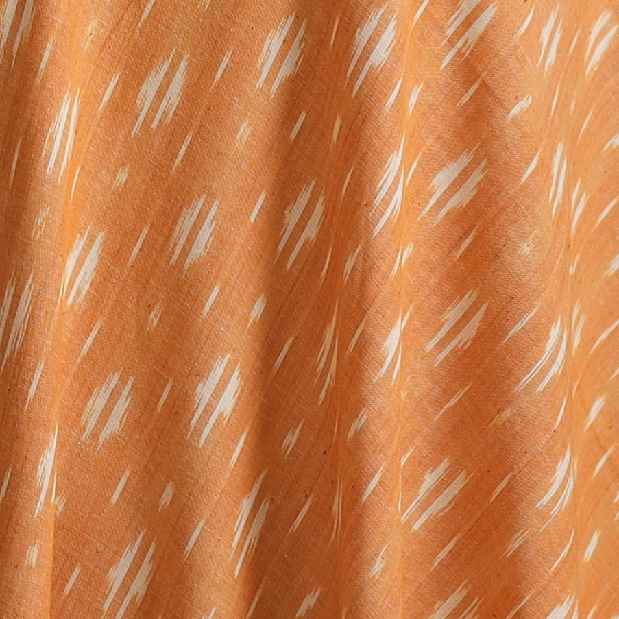 Orange - Pochampally Ikat Weave Pure Cotton Fabric 06