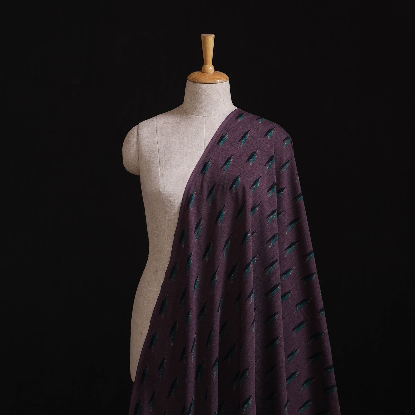 Brown - Pochampally Ikat Weave Pure Cotton Fabric 07