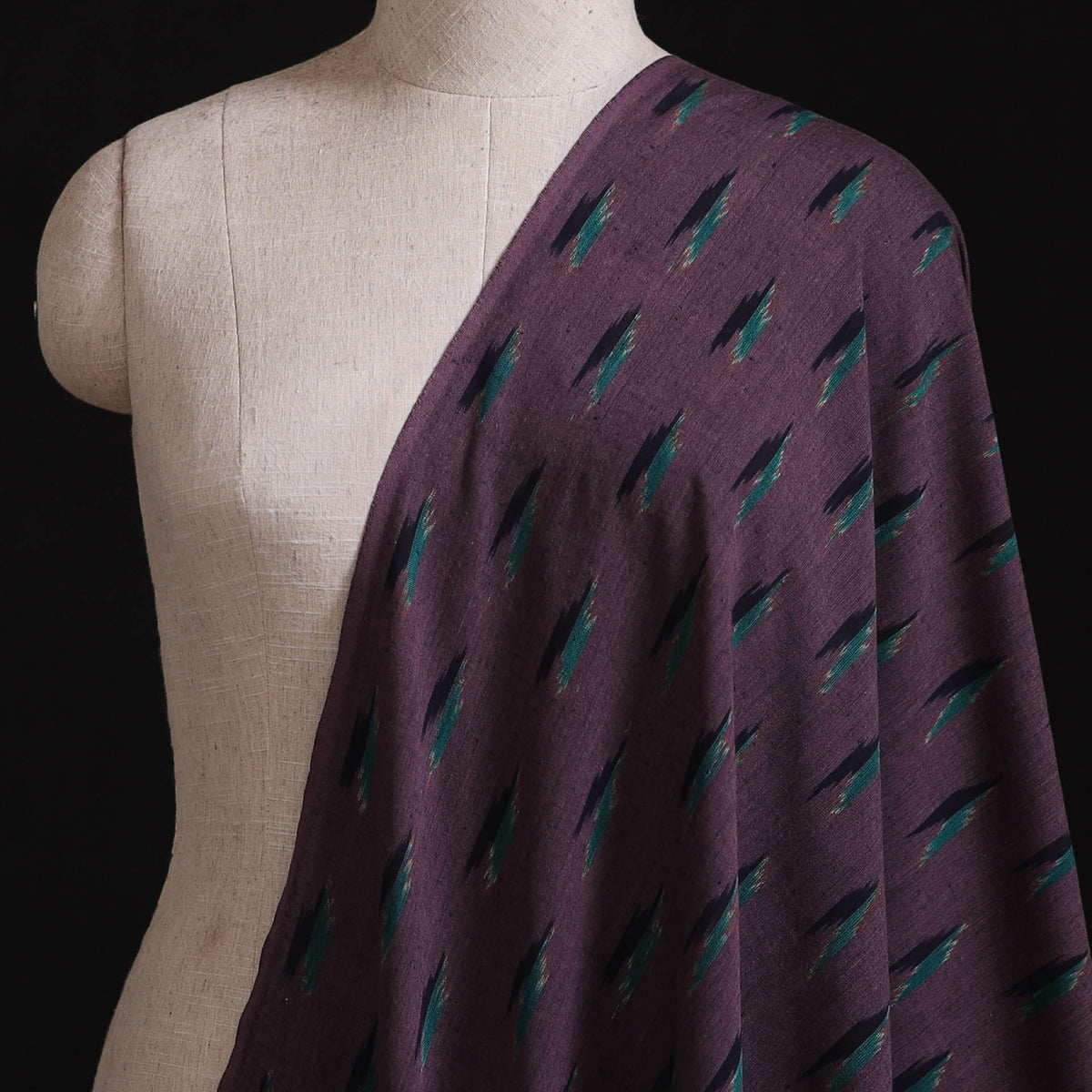 Brown - Pochampally Ikat Weave Pure Cotton Fabric 07