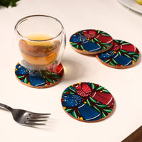 Bengal Patua Handpainted Akashmoni Wooden Coasters (Set of 4) 42