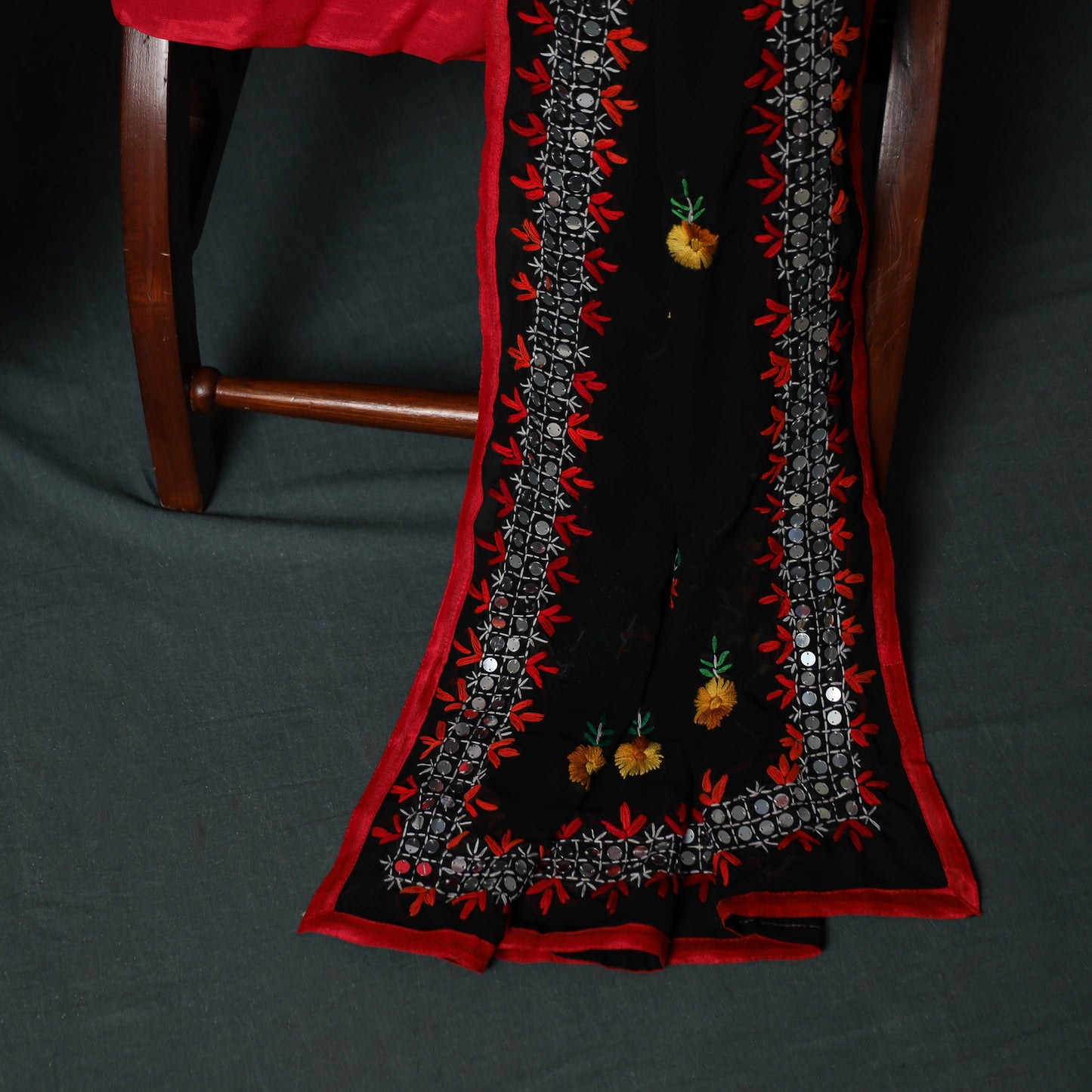 Hand Embroidered Georgette 3pc Unstitched Dress Material Suit Set 06